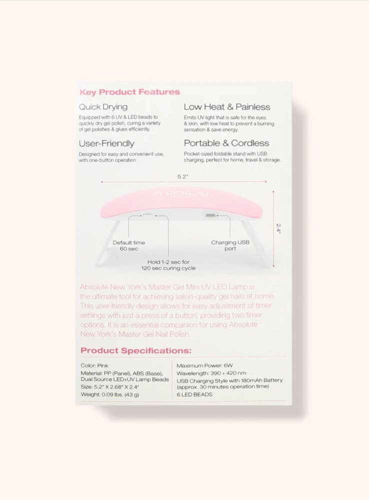 Glamour Us_Absolute New York_Nails_Mini UV 6W Led Lamp__MTUL01 The best affordable Latina and Mexican makeup, beauty and cosmetics supply store in Chula Vista, San Diego