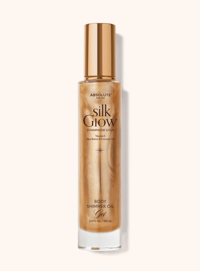 Glamour Us_Absolute New York_Makeup_Silk Glow Body Gel_Champagne Gold Oil Gel_SBGS05 The best affordable Latina and Mexican makeup, beauty and cosmetics supply store in Chula Vista, San Diego