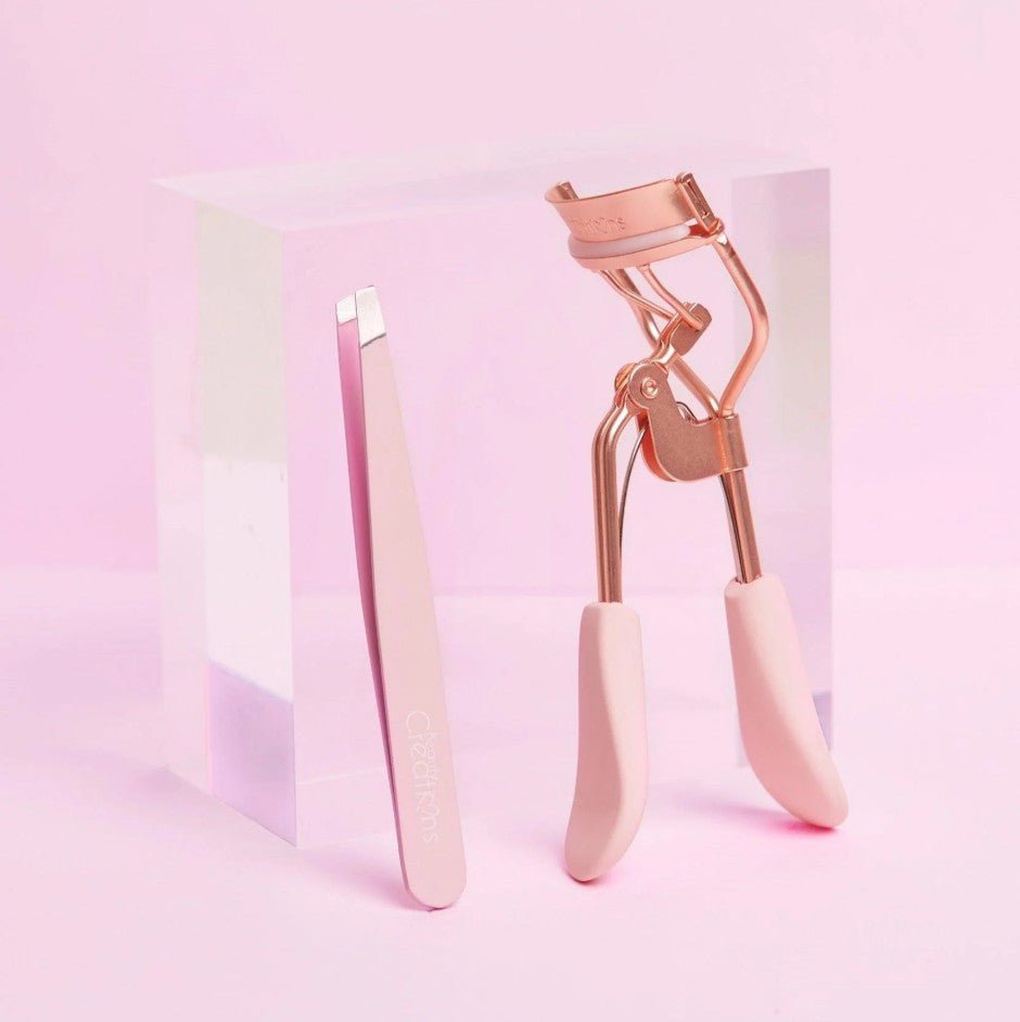 Glamour Us_Beauty Creations_Lashes_Light Pink Rose Gold Eyelash Curler and Tweezer Set__ELCTSET - PKRG The best affordable Latina and Mexican makeup, beauty and cosmetics supply store in Chula Vista, San Diego