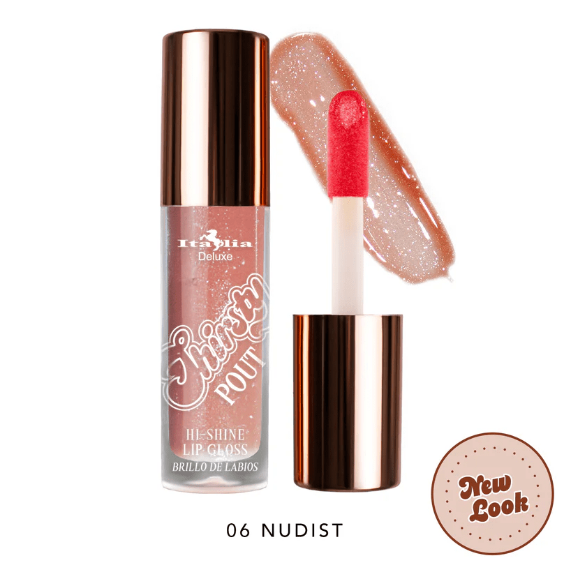 Glamour Us_Italia Deluxe_Makeup_Thirsty Pout High Shine Lip Gloss_Nudist_174-06 The best affordable Latina and Mexican makeup, beauty and cosmetics supply store in Chula Vista, San Diego