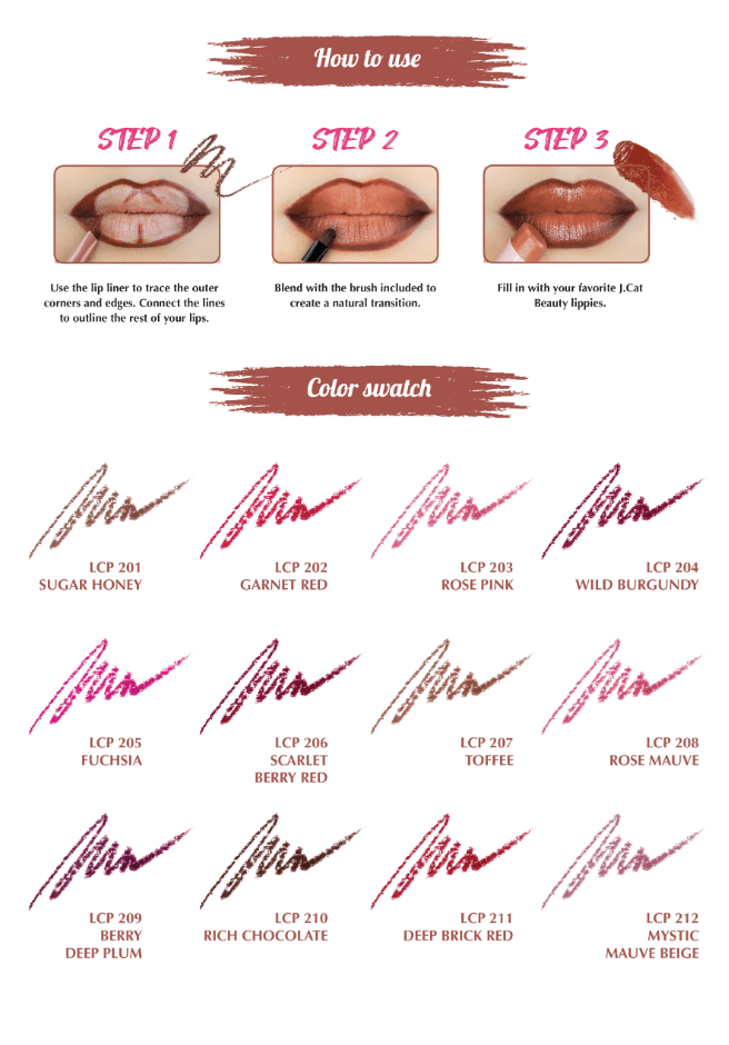 Glamour Us_Jcat_Makeup_Lip Contour Pencil & Brush_Sugar Honey_LCP201