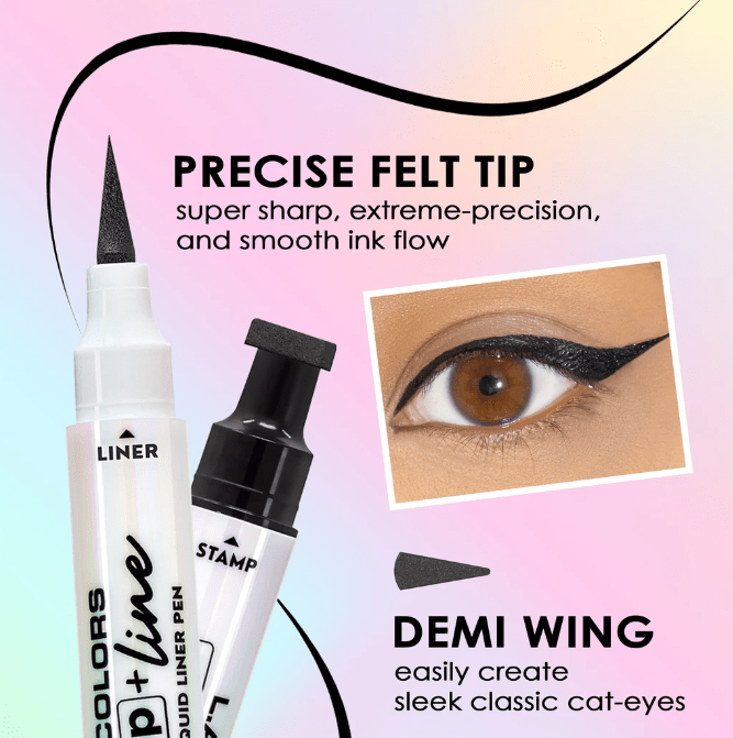 Glamour Us_L.A. Colors_Makeup_Stamp & Line Liquid Eyeliner_Demi Wing Black_CLE699 The best affordable Latina and Mexican makeup, beauty and cosmetics supply store in Chula Vista, San Diego