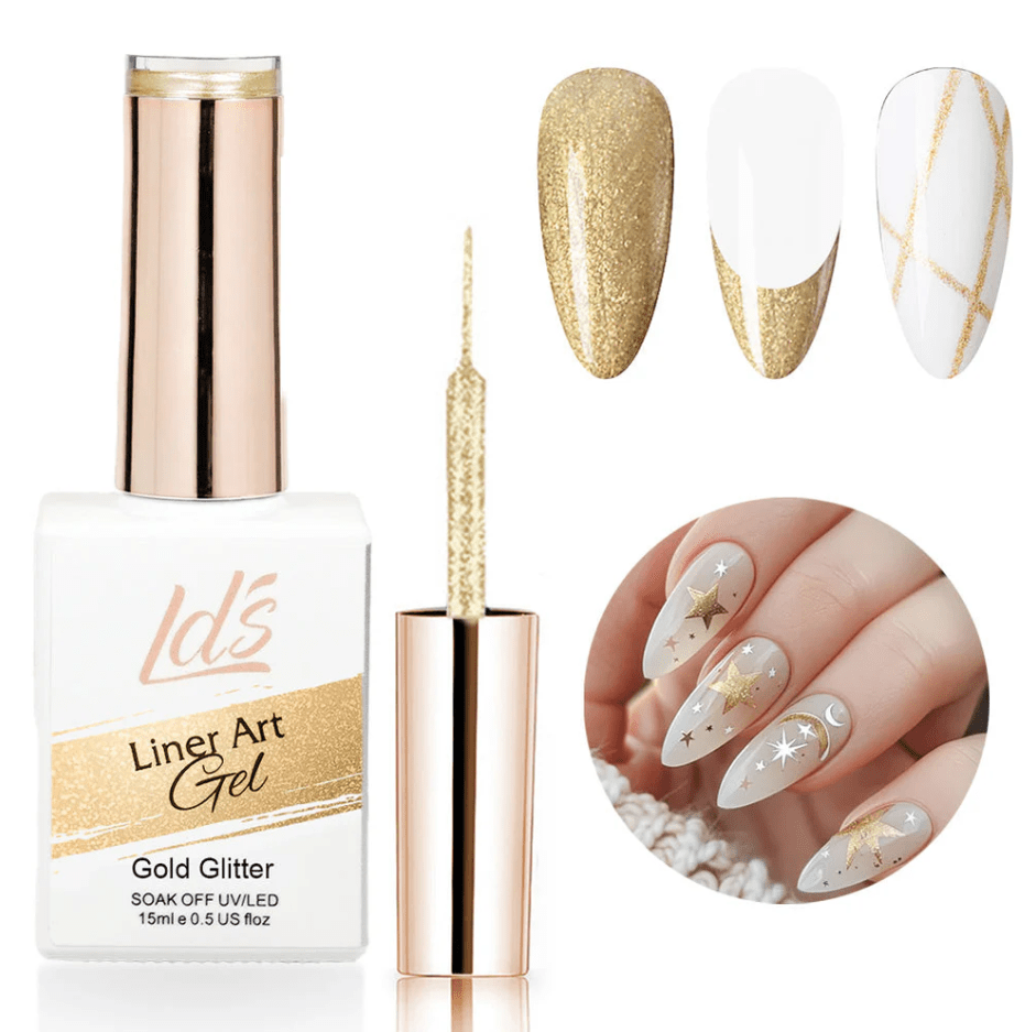 Glamour Us_LDS_Nails_Gold Glitter UV Led Line Art Gel Polish 15 ml__LDS23 The best affordable Latina and Mexican makeup, beauty and cosmetics supply store in Chula Vista, San Diego