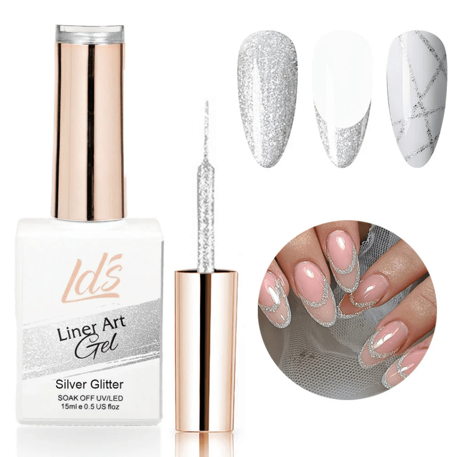 Glamour Us_LDS_Nails_Silver Glitter UV Led Line Art Gel Polish 15 ml__SGLAG The best affordable Latina and Mexican makeup, beauty and cosmetics supply store in Chula Vista, San Diego