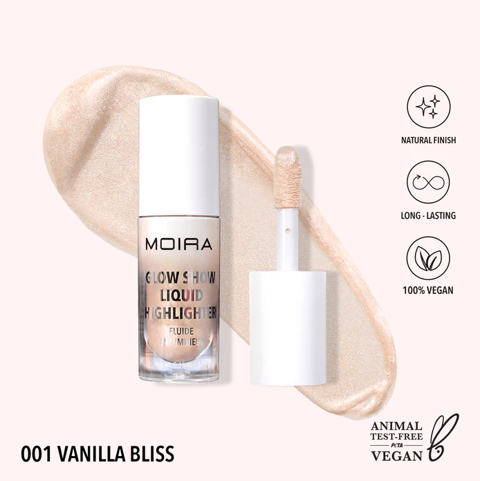 Glamour Us_Moira_Makeup_Glow Show Liquid Highlighter_Vanilla Bliss_GSLH001 The best affordable Latina and Mexican makeup, beauty and cosmetics supply store in Chula Vista, San Diego