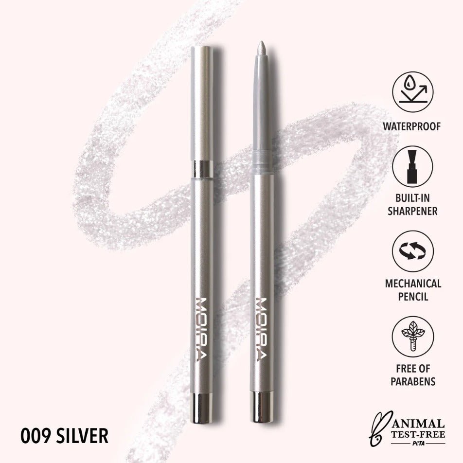 Glamour Us_Moira_Makeup_Statement Shimmer Eyeliner_Silver_SSL009 The best affordable Latina and Mexican makeup, beauty and cosmetics supply store in Chula Vista, San Diego