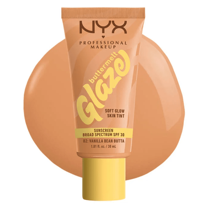 Glamour Us_NYX_Makeup_Buttermelt Glaze Soft Glow Skin Tint SPF30_Vanilla Bean Butta_BMT02 Latina makeup, beauty and skincare supply store Mexican makeup products