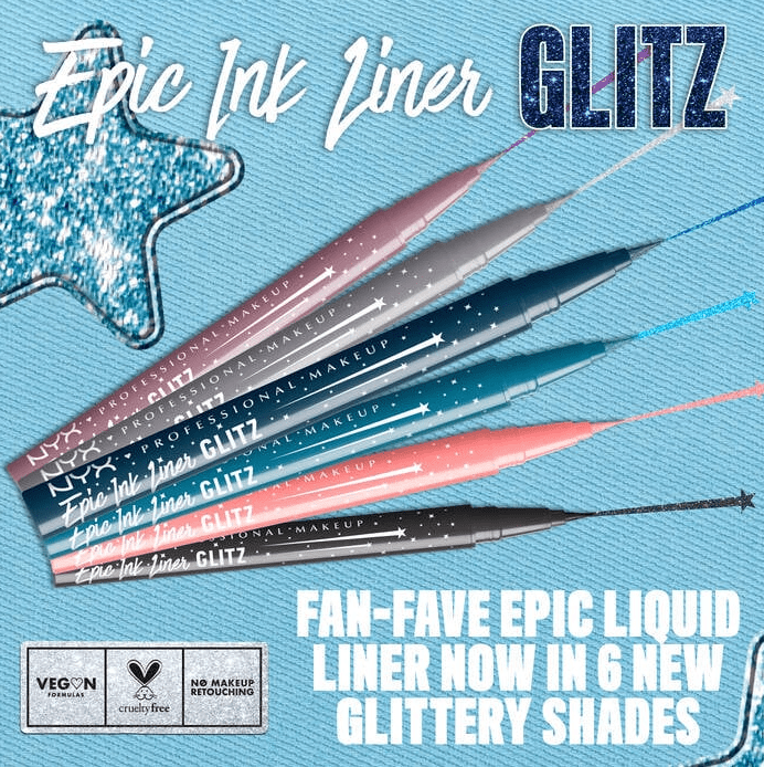 Glamour Us_NYX_Makeup_Epic Ink Glitz Eyeliner Pencil_Denim Dazzle_EILG05 The best affordable Latina and Mexican makeup, beauty and cosmetics supply store in Chula Vista, San Diego