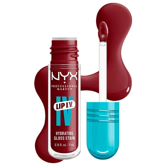 Glamour Us_NYX_Makeup_Lip I.V Hydrating Lip Gloss Stain_Cranberry Splash_WSLS13 The best affordable Latina and Mexican makeup, beauty and cosmetics supply store in Chula Vista, San Diego