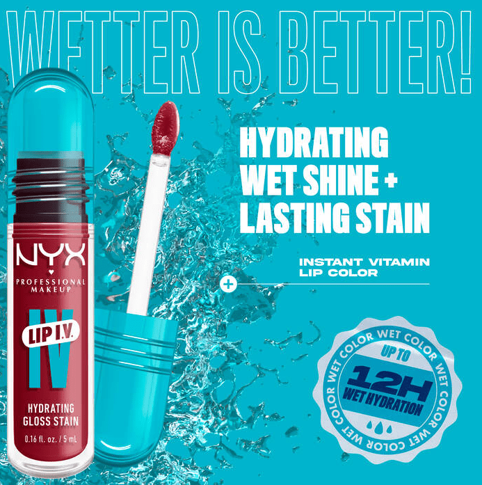 Glamour Us_NYX_Makeup_Lip I.V Hydrating Lip Gloss Stain_Hydra - Honey_WSLS02 The best affordable Latina and Mexican makeup, beauty and cosmetics supply store in Chula Vista, San Diego