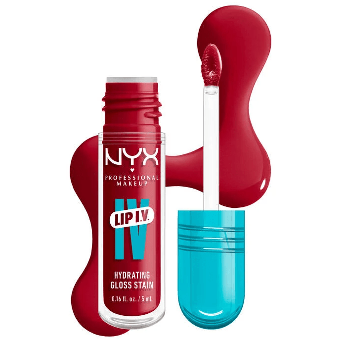 Glamour Us_NYX_Makeup_Lip I.V Hydrating Lip Gloss Stain_Red - Y. Set. Wet!_WSLS11 The best affordable Latina and Mexican makeup, beauty and cosmetics supply store in Chula Vista, San Diego