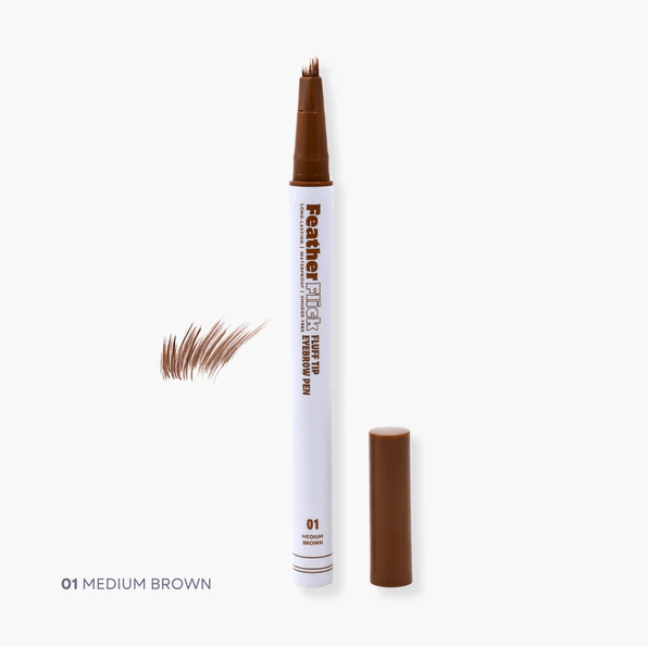 Glamour Us_Oz Lab_Makeup_Feather Flick Fluff Tip Brow Pen_Medium Brown_OZB-2672-01 The best affordable Latina and Mexican makeup, beauty and cosmetics supply store in Chula Vista, San Diego