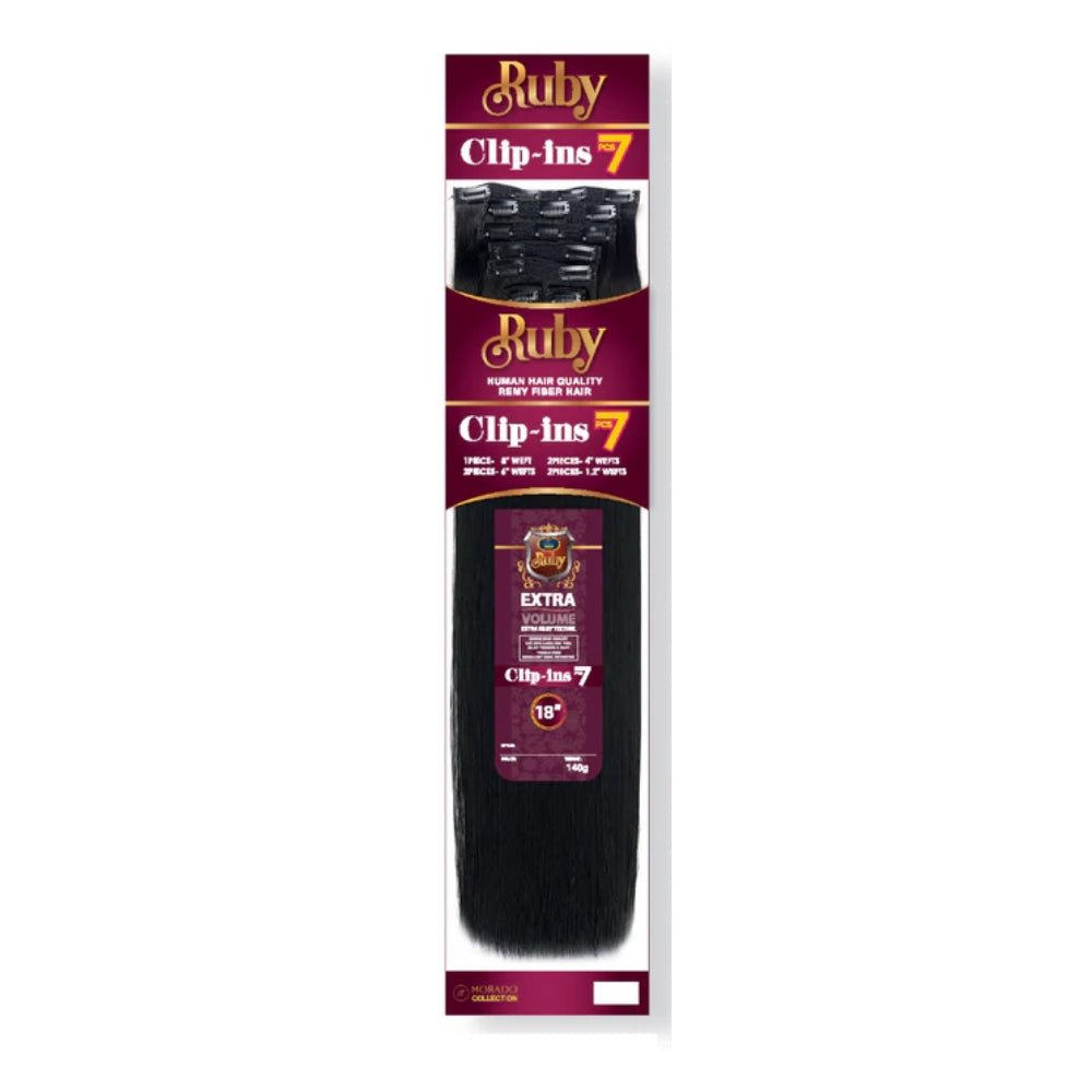 Glamour Us_Ruby_Hair_Ruby Silky Straight Clip - In Hair Extensions 18"_Black - 1_18 - 1 The best affordable Latina and Mexican makeup, beauty and cosmetics supply store in Chula Vista, San Diego