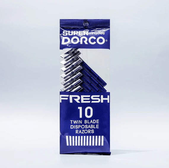 Glamour Us_Super Dorco_Tools & Brushes_Twin Blade Disposable Razors 10Pc_Blue_TD708 The best affordable Latina and Mexican makeup, beauty and cosmetics supply store in Chula Vista, San Diego