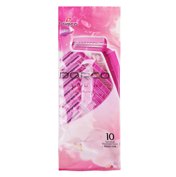 Glamour Us_Super Dorco_Tools & Brushes_Twin Blade Disposable Razors 10Pc_Pink_TD708 The best affordable Latina and Mexican makeup, beauty and cosmetics supply store in Chula Vista, San Diego