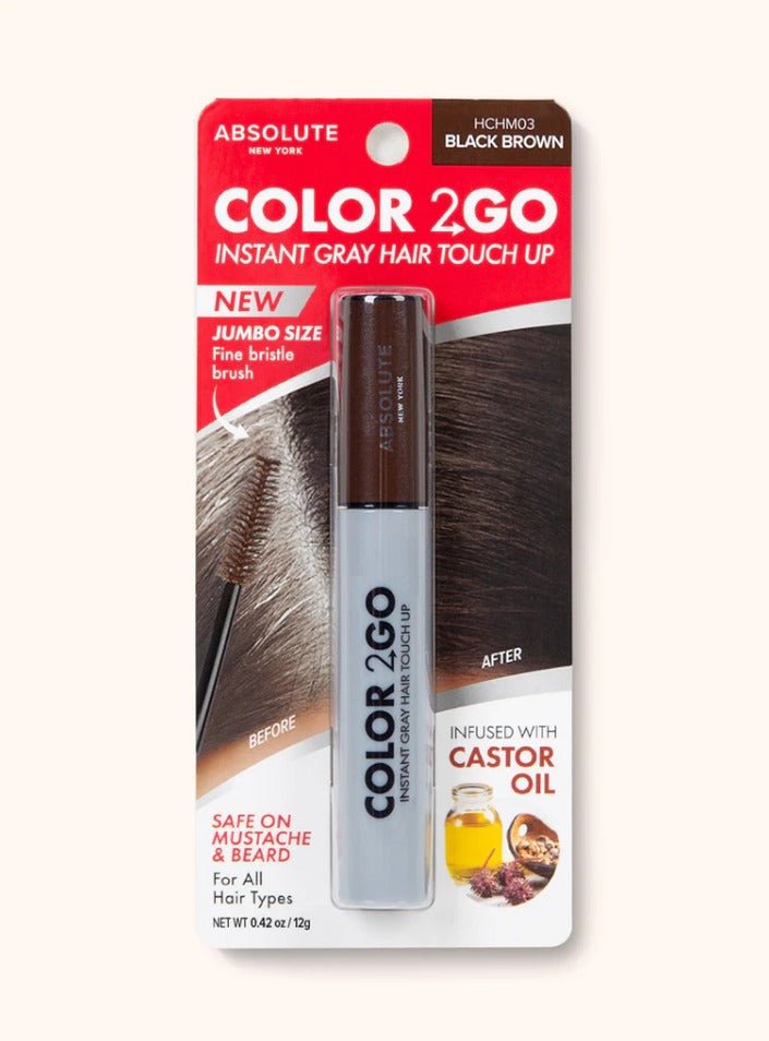 Glamour Us_Absolute New York_Hair_Color 2 Go Instant Gray Hair Touch Up Mascara - JUMBO Size_Black Brown_HCHM03 The best affordable Latina and Mexican makeup, beauty and cosmetics supply store in Chula Vista, San Diego