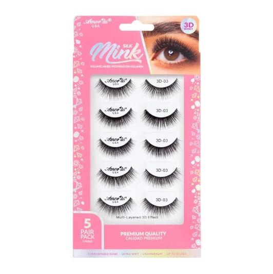 Glamour Us_Amorus_Lashes_03 - 5 Pair Pack Premium 3D Silk Mink False Lashes__3D5P - 03 The best affordable Latina and Mexican makeup, beauty and cosmetics supply store in Chula Vista, San Diego