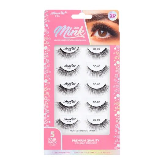 Glamour Us_Amorus_Lashes_06 - 5 Pair Pack Premium 3D Silk Mink False Lashes__3D5P - 06 The best affordable Latina and Mexican makeup, beauty and cosmetics supply store in Chula Vista, San Diego