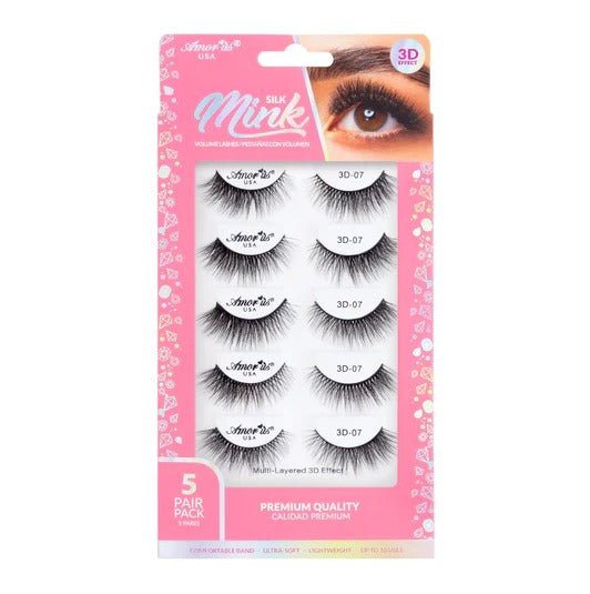 Glamour Us_Amorus_Lashes_07 - 5 Pair Pack Premium 3D Silk Mink False Lashes__3D5P - 07 The best affordable Latina and Mexican makeup, beauty and cosmetics supply store in Chula Vista, San Diego