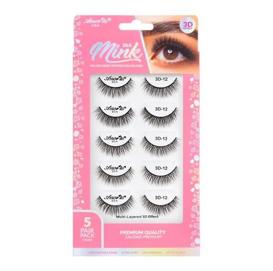 Glamour Us_Amorus_Lashes_12 - 5 Pair Pack Premium 3D Silk Mink False Lashes__3D5P - 12 The best affordable Latina and Mexican makeup, beauty and cosmetics supply store in Chula Vista, San Diego
