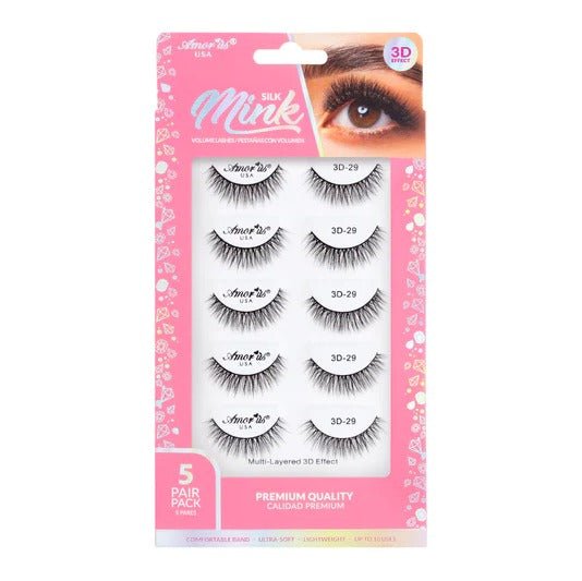 Glamour Us_Amorus_Lashes_29 - 5 Pair Pack Premium 3D Silk Mink False Lashes__3D5P - 29 The best affordable Latina and Mexican makeup, beauty and cosmetics supply store in Chula Vista, San Diego