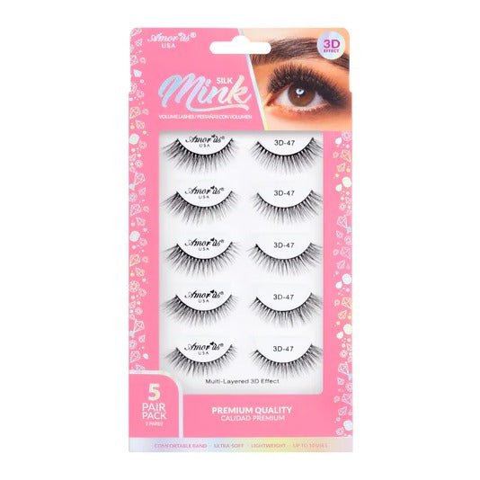 Glamour Us_Amorus_Lashes_47 - 5 Pair Pack Premium 3D Silk Mink False Lashes__3D5P - 47 The best affordable Latina and Mexican makeup, beauty and cosmetics supply store in Chula Vista, San Diego