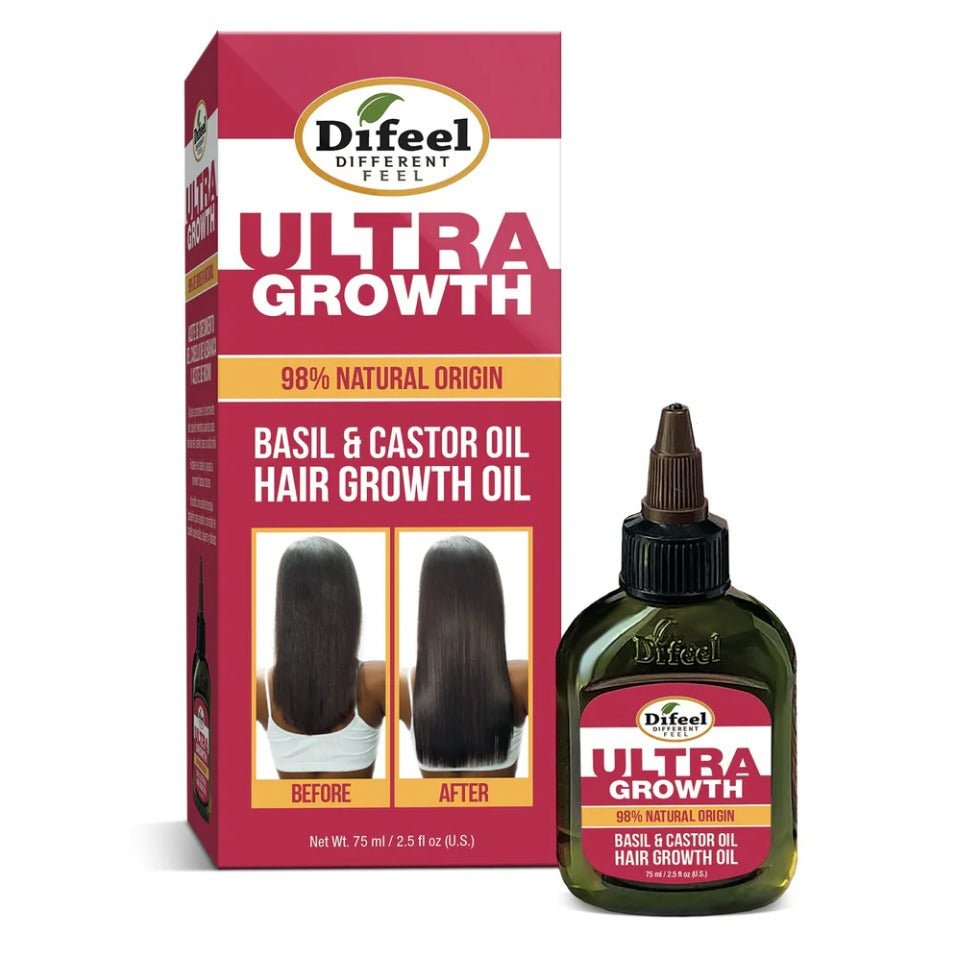 Glamour Us_Difeel_Hair_98% Natural Origin - Ultra Growth Basil & Castor Hair Growth Oil__SU27 - GRO25 The best affordable Latina and Mexican makeup, beauty and cosmetics supply store in Chula Vista, San Diego