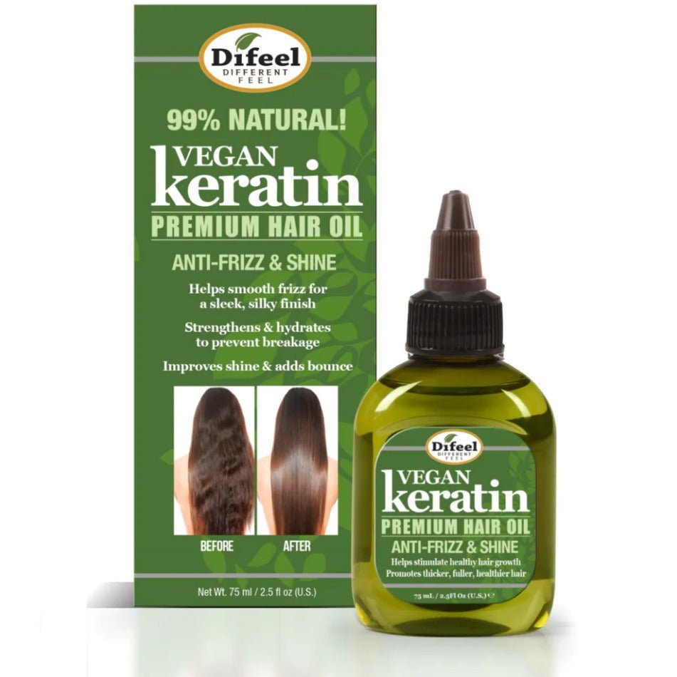 Glamour Us_Difeel_Hair_99% Natural Blend! Vegan Keratin Premium Hair Oil - Anti - Frizz & Shine__SH16 - VKN25 The best affordable Latina and Mexican makeup, beauty and cosmetics supply store in Chula Vista, San Diego
