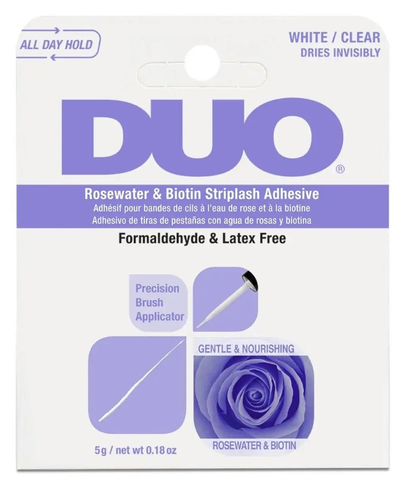 Glamour Us_DUO_Lashes_Clear Brush Rosewater & Biotin Striplash Lash Glue Liner 5 g.__62196 The best affordable Latina and Mexican makeup, beauty and cosmetics supply store in Chula Vista, San Diego
