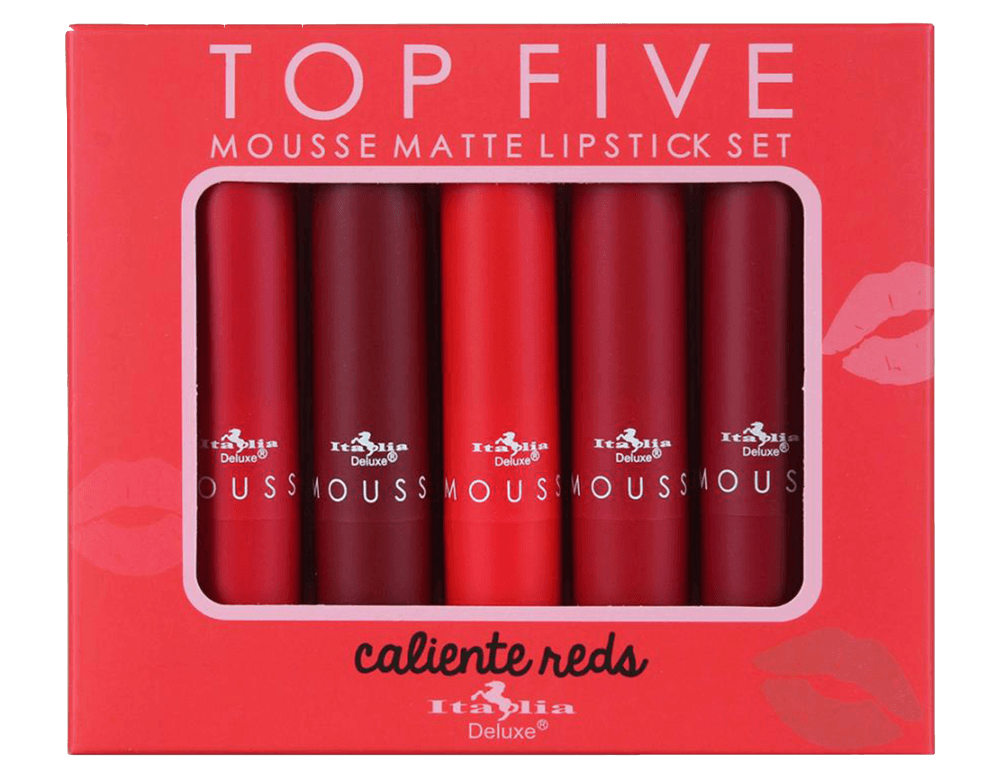Glamour Us_Italia Deluxe_Makeup_Top 5 Mousse Matte Lipstick Set_Caliente Reds_191SET - 2 The best affordable Latina and Mexican makeup, beauty and cosmetics supply store in Chula Vista, San Diego