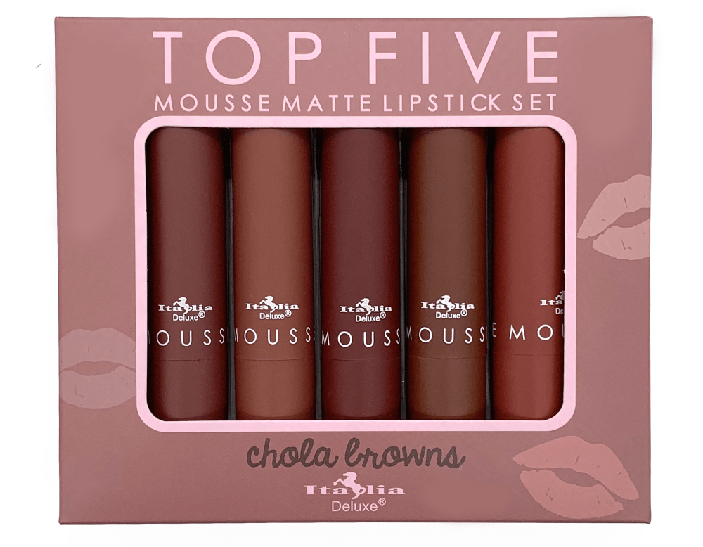 Glamour Us_Italia Deluxe_Makeup_Top 5 Mousse Matte Lipstick Set_Chola Browns_191SET - 6 The best affordable Latina and Mexican makeup, beauty and cosmetics supply store in Chula Vista, San Diego