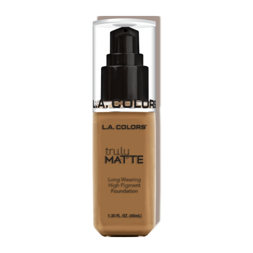 Glamour Us_L.A. Colors_Makeup_Truly Matte Foundation_Warm Caramel_CLM362 The best affordable Latina and Mexican makeup, beauty and cosmetics supply store in Chula Vista, San Diego