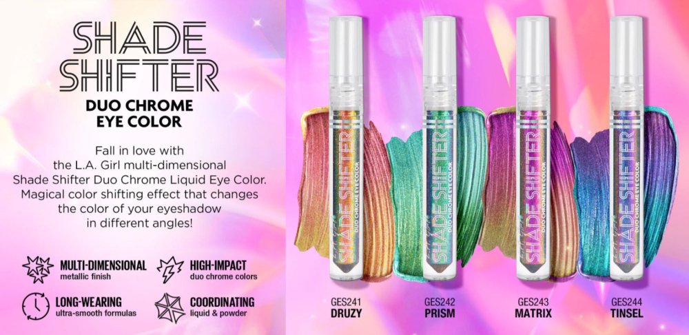 Glamour Us_L.A. Girl_Makeup_Shade Shifter Duo Chrome Liquid Eyeshadow_Druzy_GES241 The best affordable Latina and Mexican makeup, beauty and cosmetics supply store in Chula Vista, San Diego