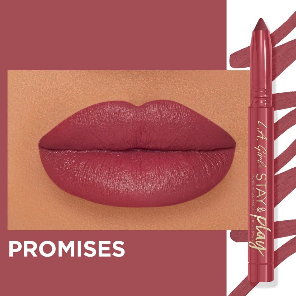 Glamour Us_L.A. Girl_Makeup_Stay & Play Lip Crayon_Promises_GLC735 The best affordable Latina and Mexican makeup, beauty and cosmetics supply store in Chula Vista, San Diego