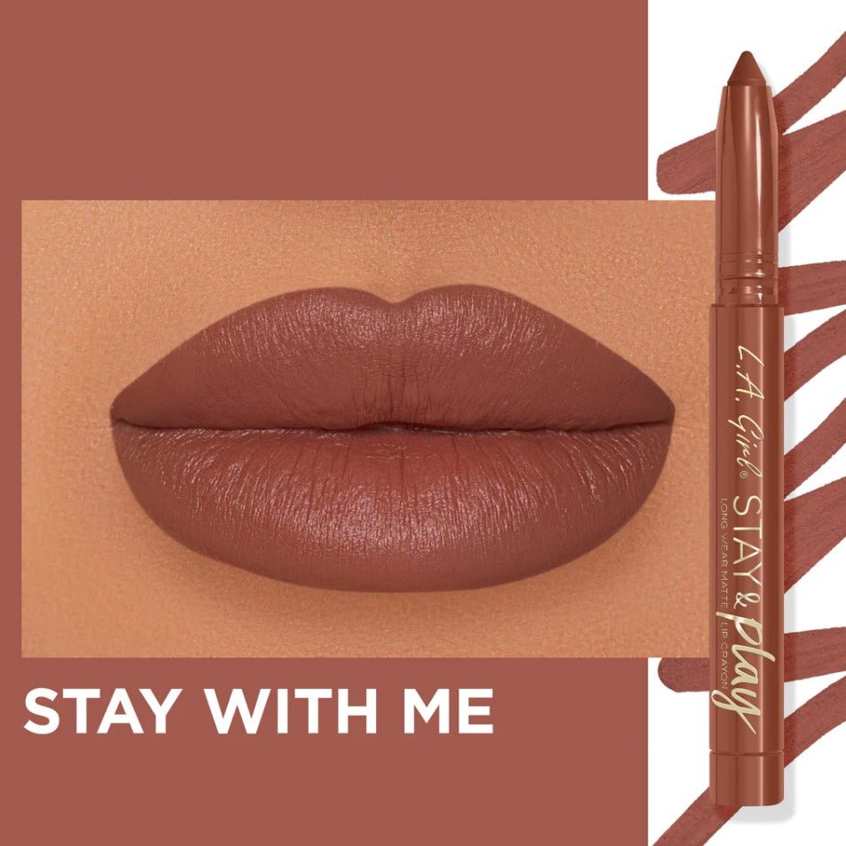 Glamour Us_L.A. Girl_Makeup_Stay & Play Lip Crayon_Stay With Me_GLC734 The best affordable Latina and Mexican makeup, beauty and cosmetics supply store in Chula Vista, San Diego