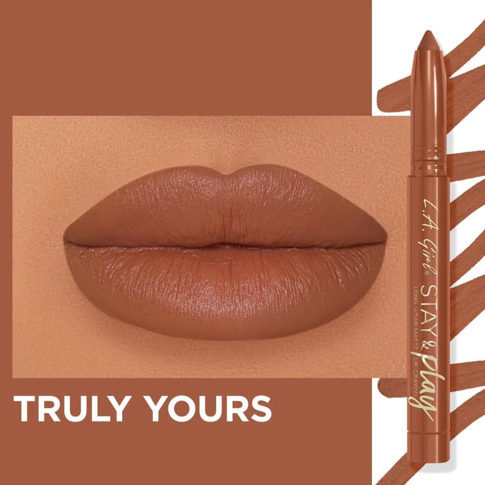 Glamour Us_L.A. Girl_Makeup_Stay & Play Lip Crayon_Truly Yours_GLC730 The best affordable Latina and Mexican makeup, beauty and cosmetics supply store in Chula Vista, San Diego