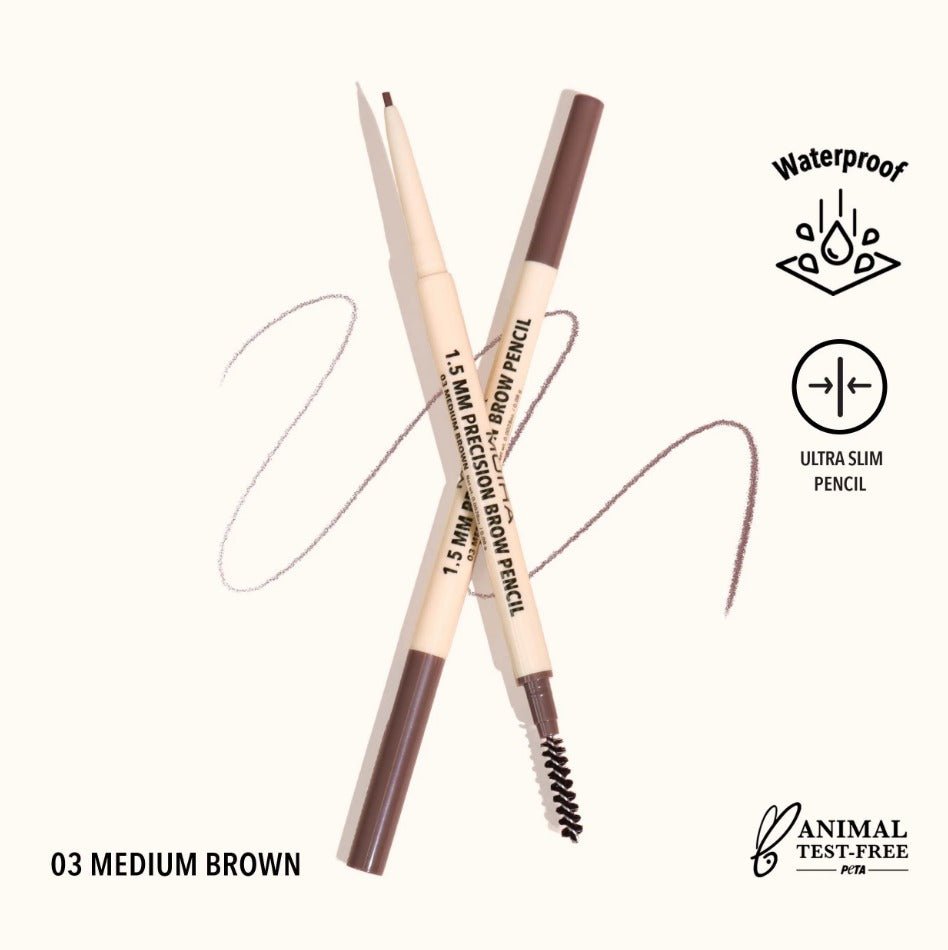 Glamour Us_Moira_Makeup_1.5 MM Precision Brow Pencil_Medium Brown_PBP003 Latina makeup, beauty and skincare supply store Mexican makeup products