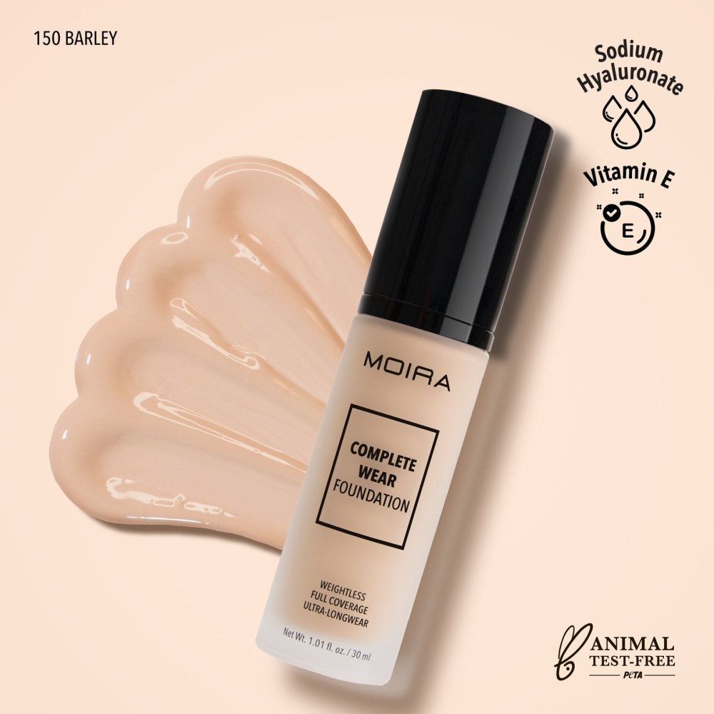 Glamour Us_Moira_Makeup_Complete Wear Foundation_Barely Beige_CWF150 Latina makeup, beauty and skincare supply store Mexican makeup products