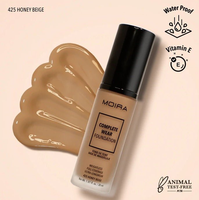 Glamour Us_Moira_Makeup_Complete Wear Foundation_Honey Beige_CWF425 The best affordable Latina and Mexican makeup, beauty and cosmetics supply store in Chula Vista, San Diego