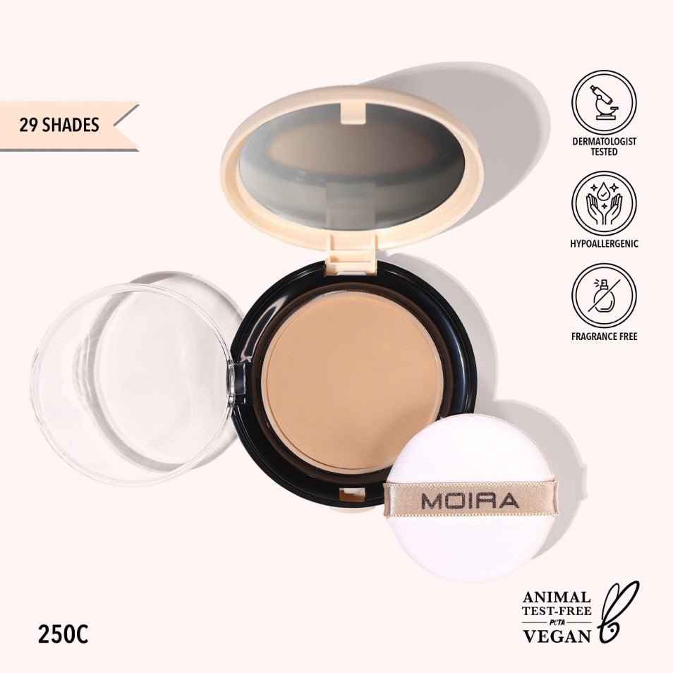 Glamour Us_Moira_Makeup_Complete Wear Powder Foundation_250C_CPF250 Latina makeup, beauty and skincare supply store Mexican makeup products