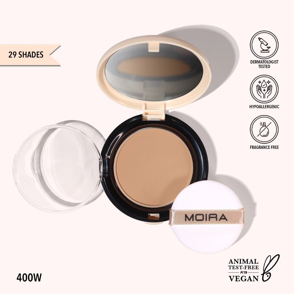Glamour Us_Moira_Makeup_Complete Wear Powder Foundation_400W_CPF400 Latina makeup, beauty and skincare supply store Mexican makeup products