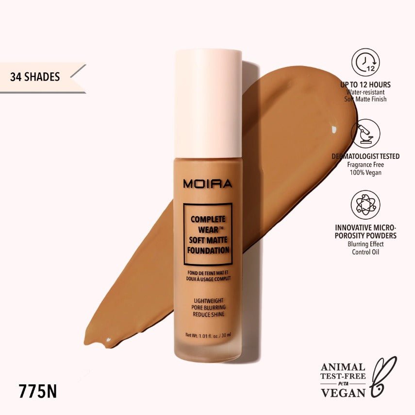 Glamour Us_Moira_Makeup_Complete Wear Soft Matte Foundation_775N_CMF775