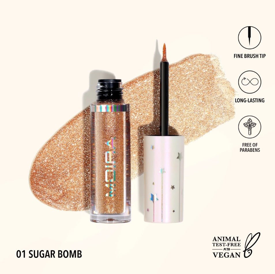 Glamour Us_Moira_Makeup_Glitter Liquid Eyeliner_Sugar Bomb_GGL001 The best affordable Latina and Mexican makeup, beauty and cosmetics supply store in Chula Vista, San Diego