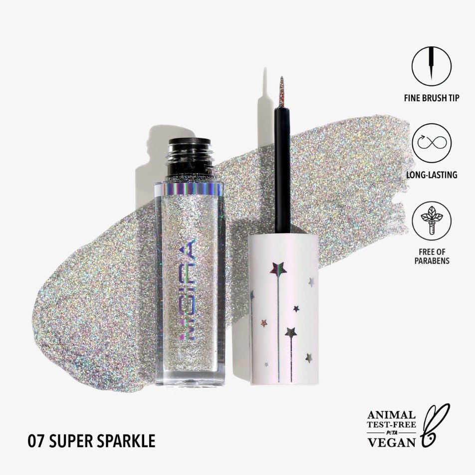 Glamour Us_Moira_Makeup_Glitter Liquid Eyeliner_Super Sparkle_GGL007 The best affordable Latina and Mexican makeup, beauty and cosmetics supply store in Chula Vista, San Diego