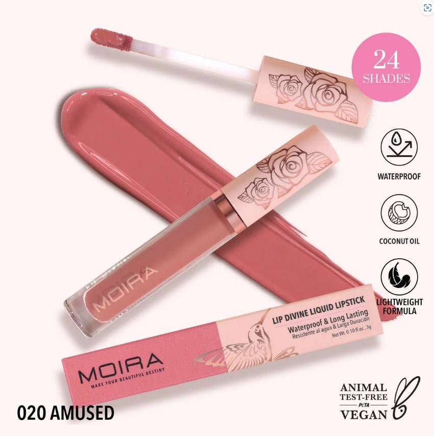 Glamour Us_Moira_Makeup_Lip Divine Waterproof Liquid Lipstick_Amused_LDV020 The best affordable Latina and Mexican makeup, beauty and cosmetics supply store in Chula Vista, San Diego