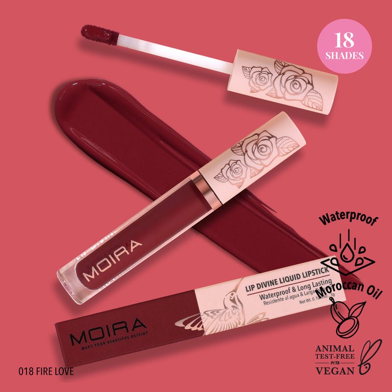 Glamour Us_Moira_Makeup_Lip Divine Waterproof Liquid Lipstick_Fire Love_LDV018 Latina makeup, beauty and skincare supply store Mexican makeup products