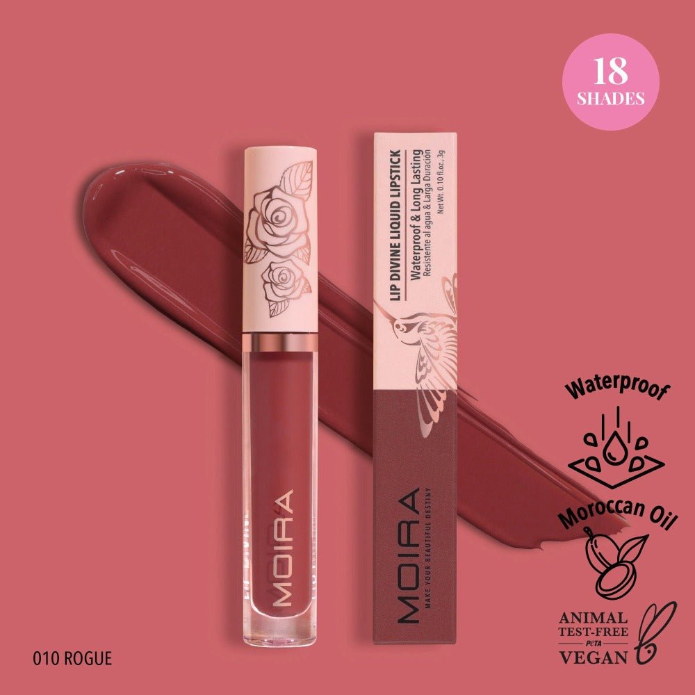 Glamour Us_Moira_Makeup_Lip Divine Waterproof Liquid Lipstick_Rogue_LDV010 Latina makeup, beauty and skincare supply store Mexican makeup products
