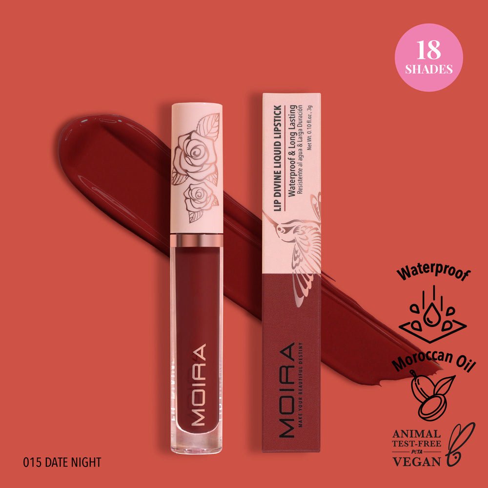 Glamour Us_Moira_Makeup_Lip Divine Waterproof Liquid Lipstick_Date Night_LDV015 Latina makeup, beauty and skincare supply store Mexican makeup products