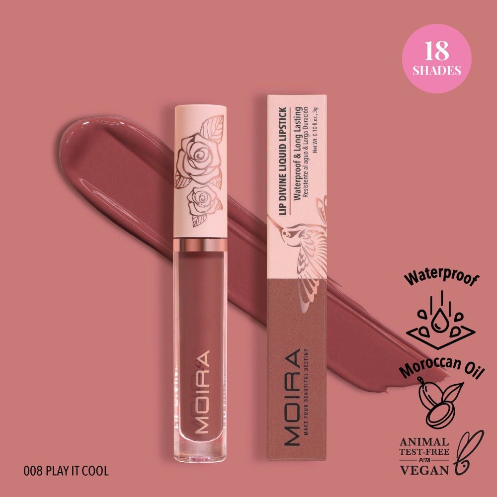 Glamour Us_Moira_Makeup_Lip Divine Waterproof Liquid Lipstick_Play It Cool_LDV008 The best affordable Latina and Mexican makeup, beauty and cosmetics supply store in Chula Vista, San Diego