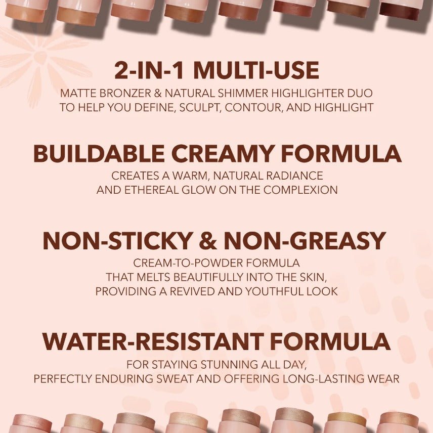 Glamour Us_Moira_Makeup_Sculpt & Glow Duo Stick_Fun Day Out_SGDS100 The best affordable Latina and Mexican makeup, beauty and cosmetics supply store in Chula Vista, San Diego